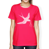 Pink Ribbon and Swallows Birds Womens Shirt