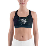 Women's Moisture Wicking a L O H a  Rise & Go Sports Bra (White & Black Piping)