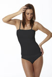 Seamless Slimming Camisole With Lace Front Bodice - Black