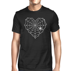 Heart Spider Web Mens Black Shirt