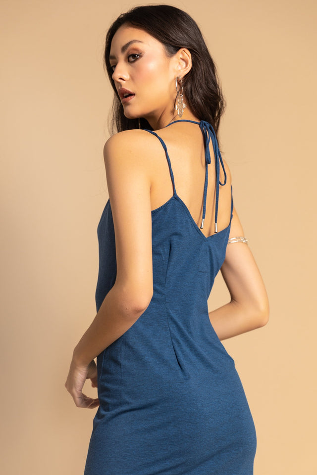 Amare Stretch Slip Dress With Front Split