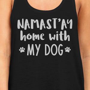 Namastay Home Womens Black Sleeveless Top Cute Gift for Dog Lovers