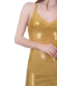 Ferrari Shiny Body-Con Gold Dress