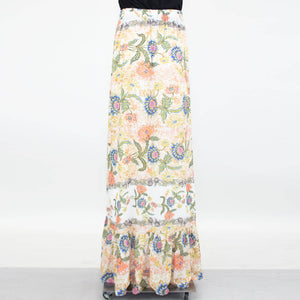 Flared Bottom Floral Maxi Skirt