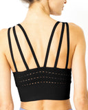 Mesh Seamless Bra With Cutouts - Black