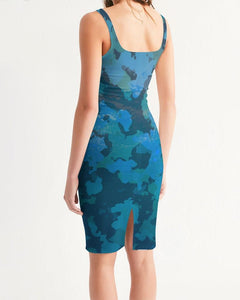 Women's Ocean Camo Casual Midi Bodycon Dress