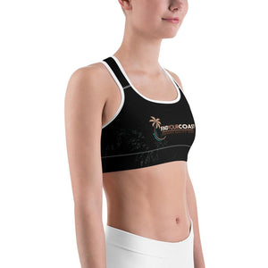 Women's Moisture Wicking Trademark Sports Bra (White & Black Piping)