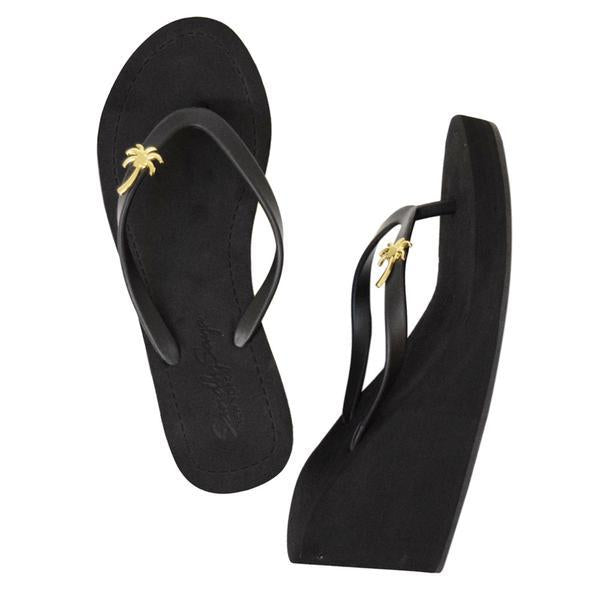 Gold Palm Tree - Women's High Wedge