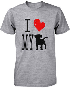 Funny Graphic Statement Womens Gray T-Shirt - I Love My Dog